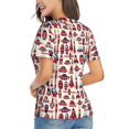 thumbnail image 3 of Vsdgher Rocket Pattern Women Shirts V Neck Short Sleeve Tops T-Shirt Basic Tees, S to 3XL3X-Large, 3 of 5