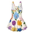thumbnail image 5 of COEQINE Soft Stretchy Girls Bathing Suit, One Piece Bathing Suit with Skirt and Built-in Brief, U Neckline and V-Back Straps, for Active Girls 5-6 Year Olds, Colorful Artistic Floral, 5 of 8