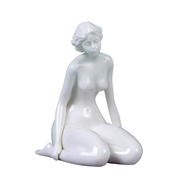 Black porcelain statues nude woman 4 25 Inch Porcelain Nude Woman Kneeling With Eyes Closed Figurine Walmart Com Walmart Com