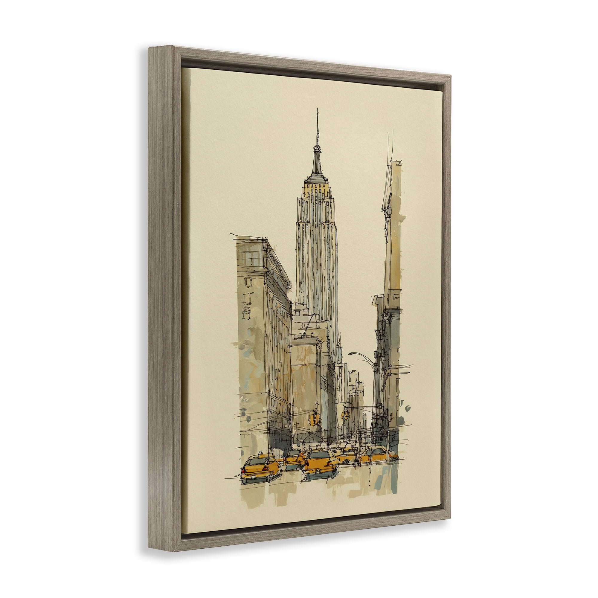 Stupell Industries NY City Lines Contour Brown Framed Floater Canvas Wall Art, design by Svetlana Aleynikova