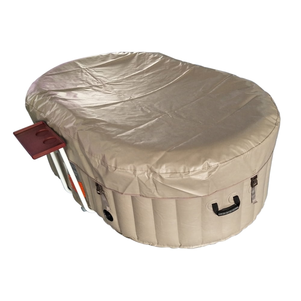 ALEKO Oval Inflatable Hot Tub Spa With Drink Tray and Cover for 2