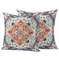 thumbnail image 2 of Pack of 2 Outdoor Pillow Covers 18x18 Inch Waterproof Boho Orange Blue Throw Pillow Covers,Decorative Couch Pillow Shams Protectors Ethnic Vintage Geometric Art Boho Patio Pillowcases Cushion Covers, 2 of 8