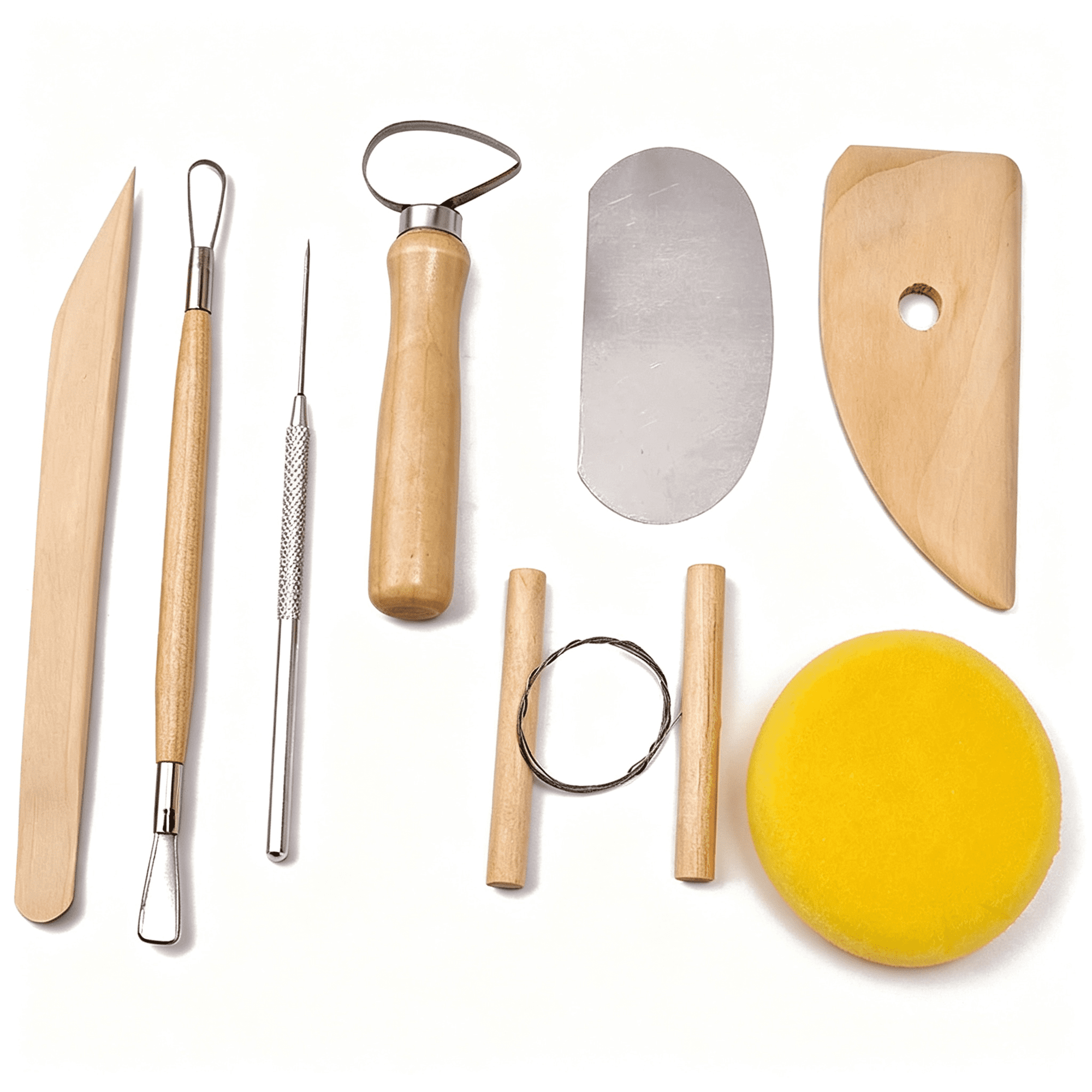 EXLEAF 8 Pcs Pottery&Clay Sculpting Tools Double-Sided Smooth Wooden Handles. Clay Sculpting Tools