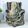 thumbnail image 3 of Ambesonne Abstract Nature Fleece Throw Blanket Blooming Forest 60"x80" Blush Dark Slate Blue, 3 of 5
