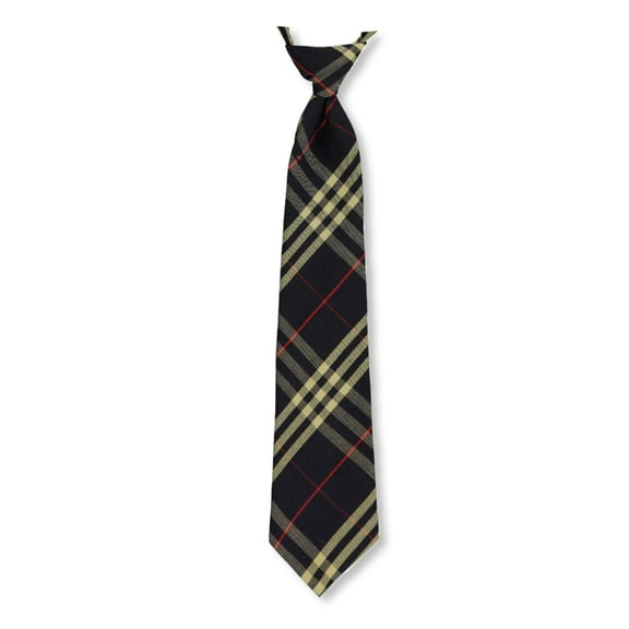 Cookie’s Adjustable Banded Necktie with Clip Color: navy/khaki/red *plaid #1c* Size: 14"
