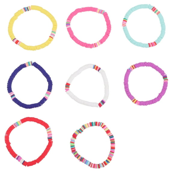 MEIBUTYUP 8-Piece Clay Bead Bracelets Set, Assorted Colors, Stackable Fashion Accessories for Women and Men