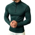 thumbnail image 2 of Cmfcve Mens Muscle Shirts 1/4 Zip Slim Fit Long Sleeve Shirts Casual Athletic Layering Tops, 2 of 6