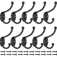 thumbnail image 2 of Paquete de 10 ganchos para colgar abrigos montados en la pared, soporte negro para pared, ganchos decorativos vintage para bata individual con 20 tornillos (negro), 2 of 5