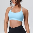 thumbnail image 2 of AKOEE Women's Sports Bra Seamless Stretch Spaghetti Strap Padded Support Crop Top Gym Workout Clothes (XL, Sky Blue), 2 of 6