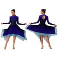 thumbnail image 6 of Hansber Women's Praise Dance Dress Long Sleeve Flowy Swing Asymmetrical Tunic Worship Liturgical Dancewear Royal Blue L, 6 of 6
