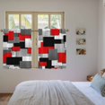 thumbnail image 3 of Red Black Geometric Kitchen Curtains 54 Inch Length, Modern Abstract Art Block Tiers Curtains for Bathroom Bedroom Cafe, Light Filtering Small Window Treatment Short Tiered Drapes 2 Panels 42"Wx54"L, 3 of 8