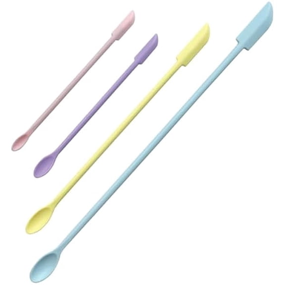 Mini Spatula Set for Cosmetics, 4-Piece Beauty Spatula Kit for Makeup and Kitchen Jars Silicone Mini Lotion Spatula Makeup Spatula - Multi-Functional High-Efficiency Design for Modern K