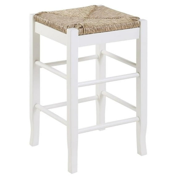 Bowery Hill 24.5" Farmhouse Wood Backless Counter Stool in Cream/Brown