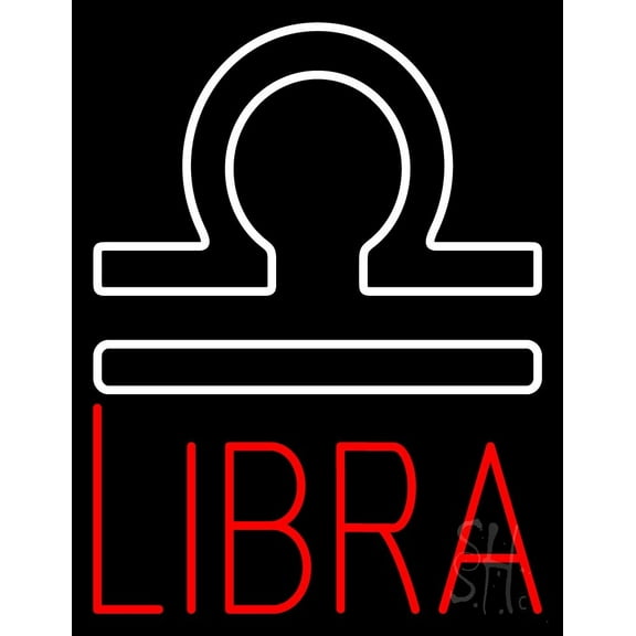 Red Libra Zodiac LED Neon Sign 31" Tall x 24" Wide - inches Black Square Cut Acrylic Backing, with Dimmer - Bright and Premium built indoor LED Neon Sign for Storefront.
