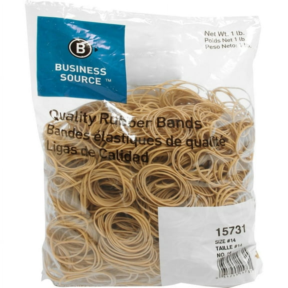 Business Source Quality Rubber Bands - Size: #14 - 2" Length x 0.1" Width - Sustainable - 2250 / Pack - Rubber - Crepe | Bundle of 5 Packs