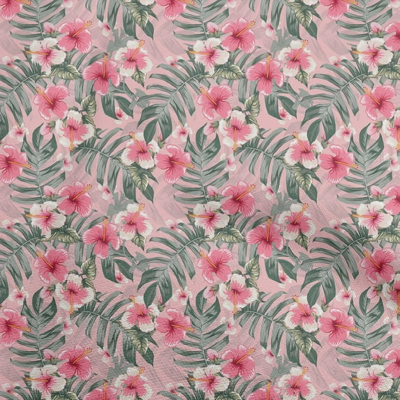 oneOone Cotton Poplin Twill Medium Pink Fabric Tropical Floral Sewing Craft Projects Fabric Prints By Yard 56 Inch Wide