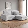 thumbnail image 5 of Poshby Storage Ottoman Coffee Table with Chenille Material, Solid Wood Leg for Living Room, Light Gray, 5 of 7