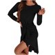 thumbnail image 1 of Mini vestido de otoño de vendaje de color sólido de manga larga con cuello redondo de moda sexy para mujer Fridja  NMB153, 1 of 1