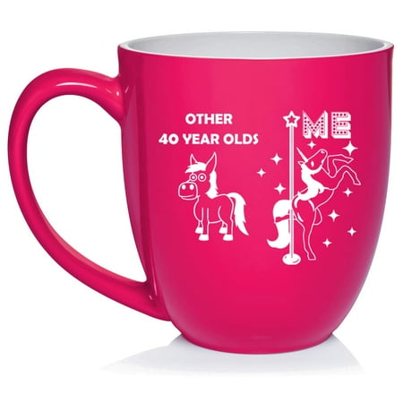 

40 Year Old Superstar Unicorn Funny 40th Birthday Ceramic Coffee Mug Tea Cup Gift for Her Friend Coworker Sister (16oz Hot Pink)