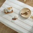 thumbnail image 3 of Enova Home  High Quality Rectangle Cotton Linen Washable Tablecloth Stripe with Tassel for Home Party Wedding Dining Table White - 55" x 86", 3 of 5