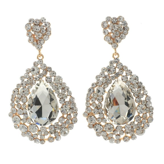 Large Tear Drop Crystal Earrings