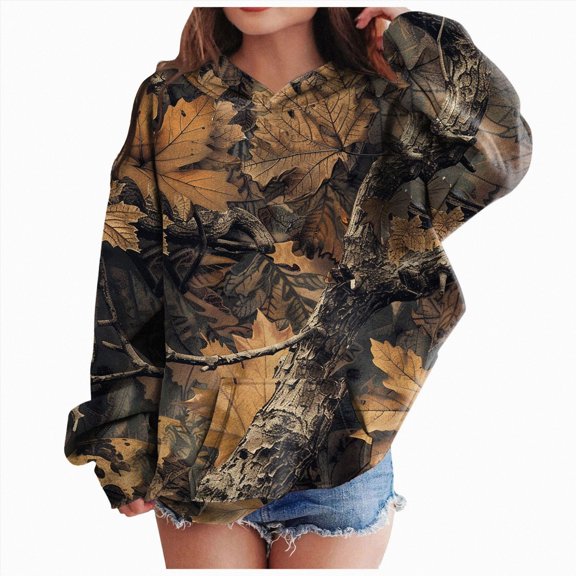 TOWED22 Camo Hoodies for Kids Boys Girls Maple Leaf Print Oversized Drop Shoulder Hooded Sweatshirt Pullover With Pocket Streetwear,Dark Gray,9-10 Y