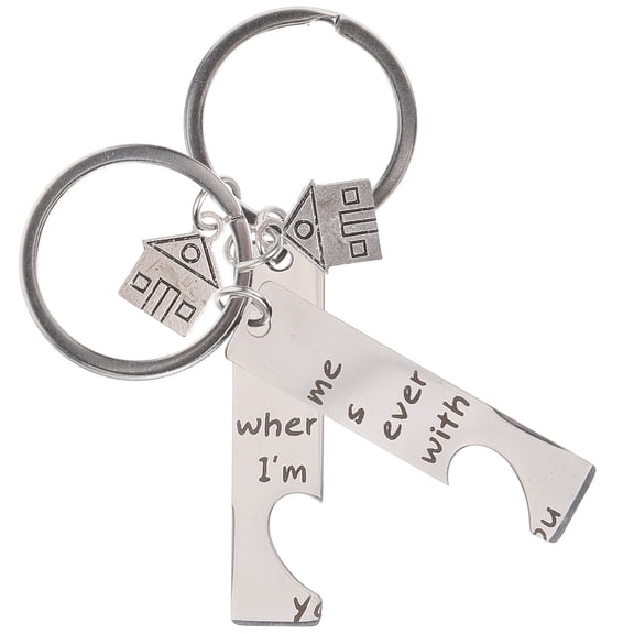 WRITWAA 2Pcs House Shaped Keychain Silver Metal House Key Chain for Moving In and First Home Purchase
