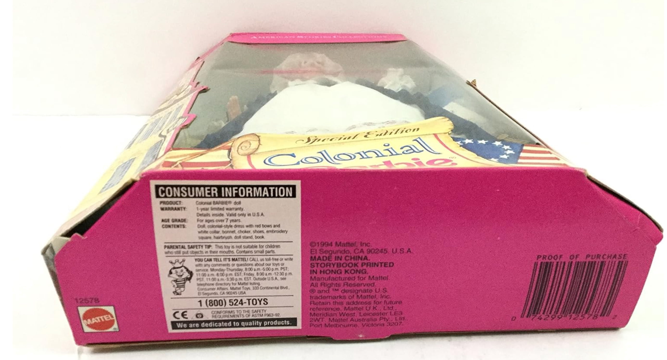 Colonial Barbie American Stories Collection Doll 1994 Mattel 12578