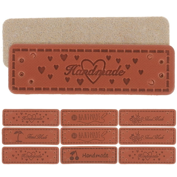 ifundom 50Pcs Brown Sewing Labels for Handmade Items, Creative Fabric Tags for Clothing and Craft Projects