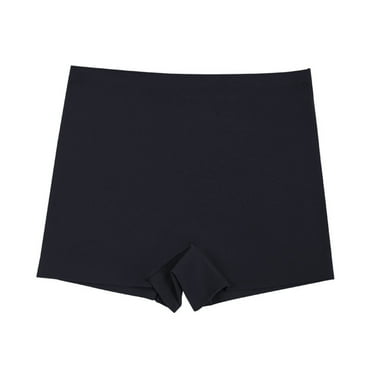 Aobny Seamless Underwear for Women Silk Black Solid Nylon No Show Boy Shorts Slimming Ladies Underwear, XS-XL