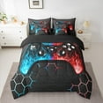 thumbnail image 2 of Castle Fairy Video Game 7 Pieces Bedding Comforter Set for Teens,Gradient Honeycomb Full Bedding Set Lightweight,Blue Red Fitted Sheet Flat Sheet,Breathable Home Decor, 2 of 8
