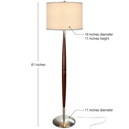 Brightech Lucas Tall Free Standing Led Mid Century Wood Floor Lamp W Drum Shade Com Brightech Lucas Tall Free Standing Led, How Tall Should My Table Lamp Be