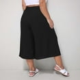 thumbnail image 5 of Womens Summer Capris New Women's Plus Size Capris Summer Casual Cropped Pants High Waisted Wide Leg Trousers with Pockets Black 4XL, 5 of 7