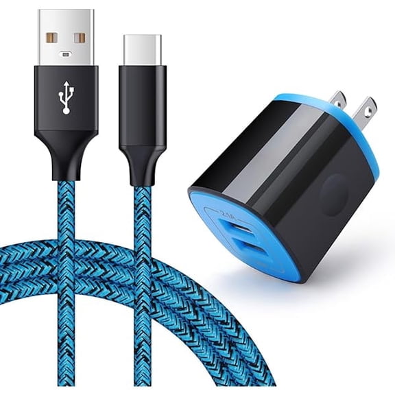 can USB Type C Charger for Moto G Pure,AndHot 2 Port USB Adapter Wall Charger with 6FT USB C Fast Charging Cable Cord