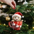 thumbnail image 4 of HmNPlay Cat Christmas Ornament, Acrylic Christmas Tree Decorations, Car Mirror Hanging Accessory, Backpack Pendant Charm, Cute Cat Lover Gifts Stocking Stuffer, 4 of 6