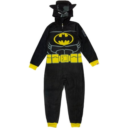 Lego Batman Boys One Piece Hooded Costume Union Suit Pajama, Sizes 4-12