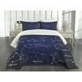 thumbnail image 3 of Ambesonne Constellation Quilted Bedspread Set 3 Pcs, Zodiac Doodle Art, King Size, Blue Dark Blue White, 3 of 5
