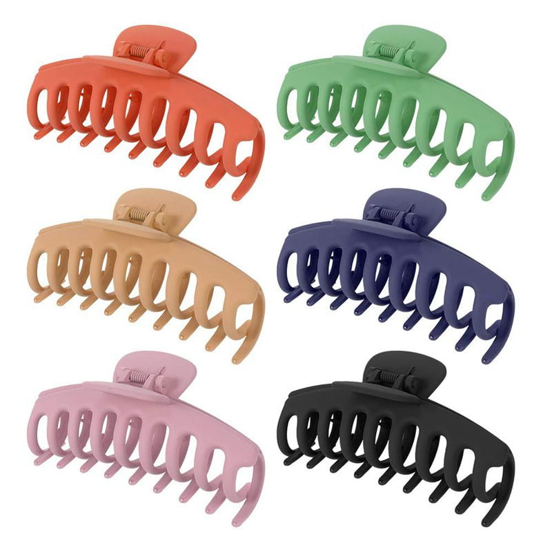 Yaoping 6 PCS Big Hair Claw Clips - 4.3 Inches Non Slip Matte Large Hair Claw Clips for Women / Girls, Ponytail Holder, Banana Hair Clips for Thick / Thin Hair(Multicolor)