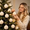 thumbnail image 7 of 15PCS Clearance! Beige Jumbo Ball Shatterproof Christmas Ornament, Velvet Christmas Tree Balls Decorative Hanging Ornaments, Christmas Decorations, 7 of 7