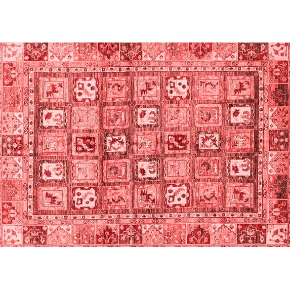 Ahgly Company Indoor Rectangle Abstract Red Modern Area Rugs, 4' x 6'
