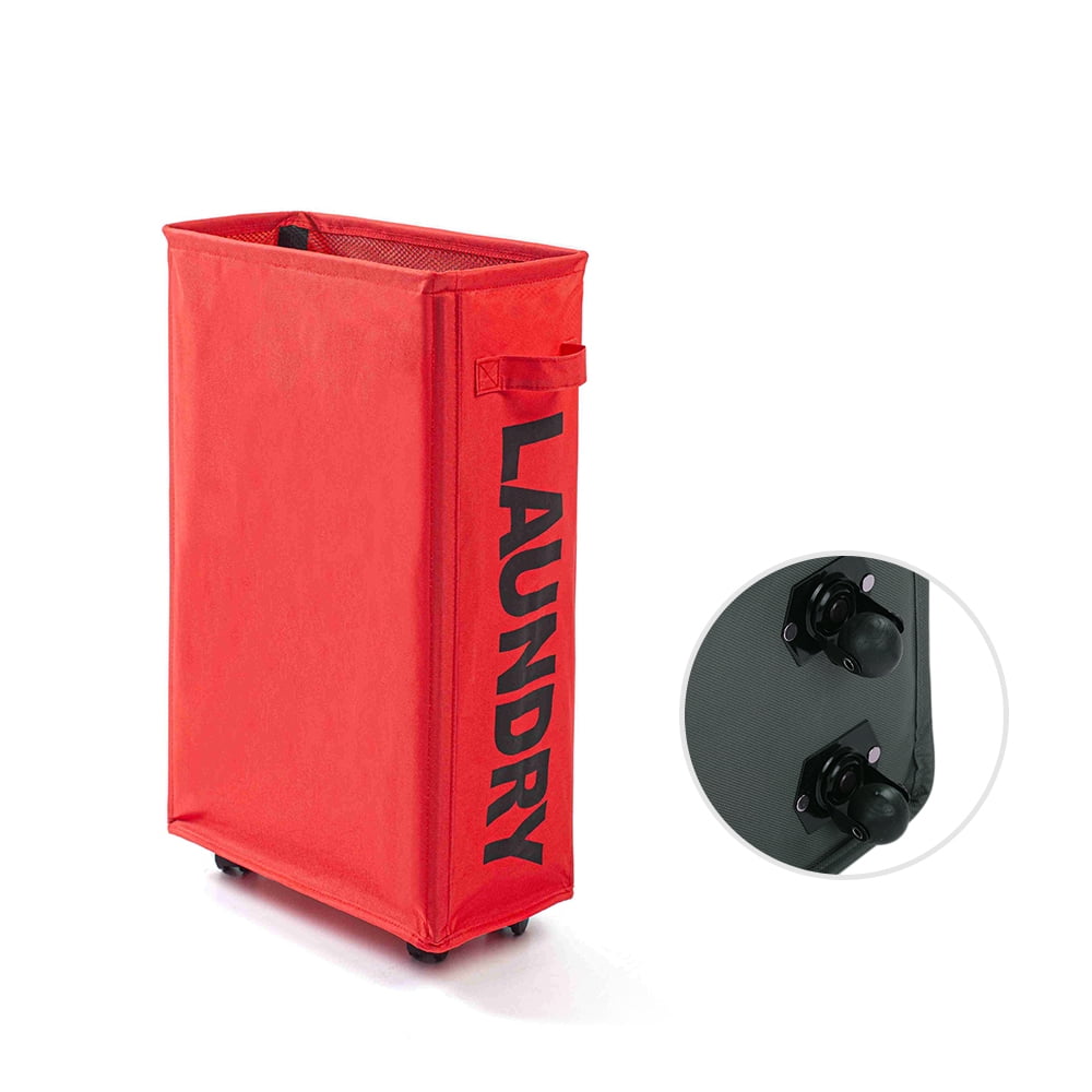 Rolling Slim Laundry Basket with Universal Wheels Corner Foldable