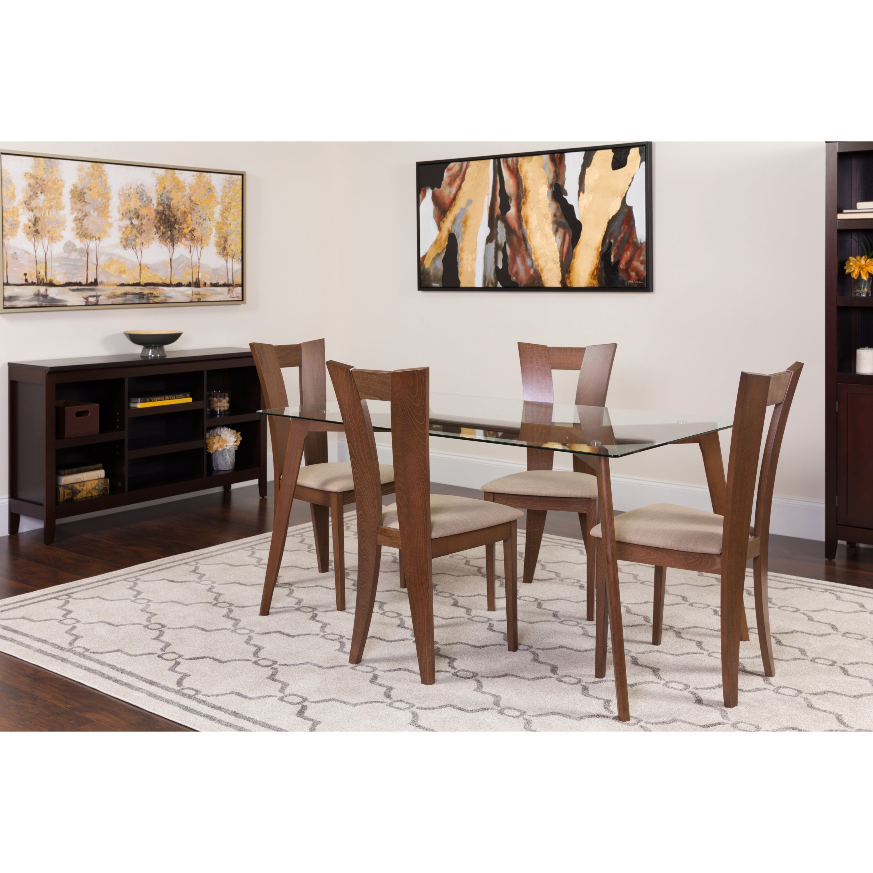 Flash Furniture Livingston 5 Piece Walnut Wood Dining Table Set with