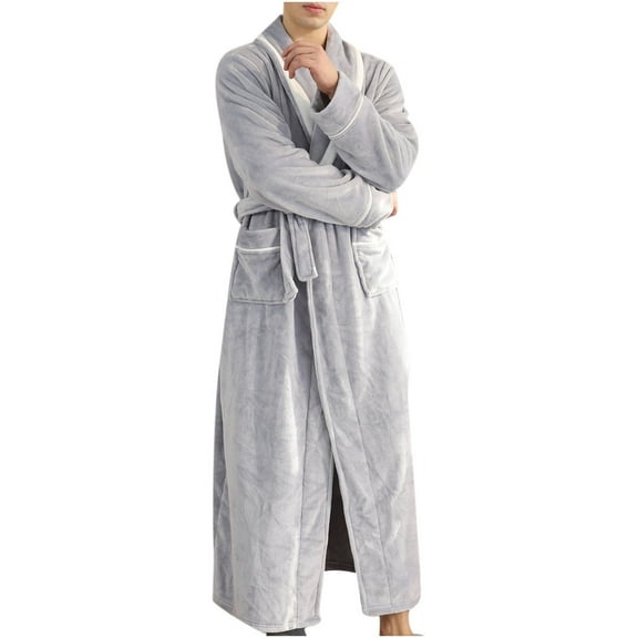 Men's 2024 Couples Soft Robe Shawl Collar Fluffy Fleece Bathrobe Long Flannel Robe Plush Long Bathrobe Sleepwears
