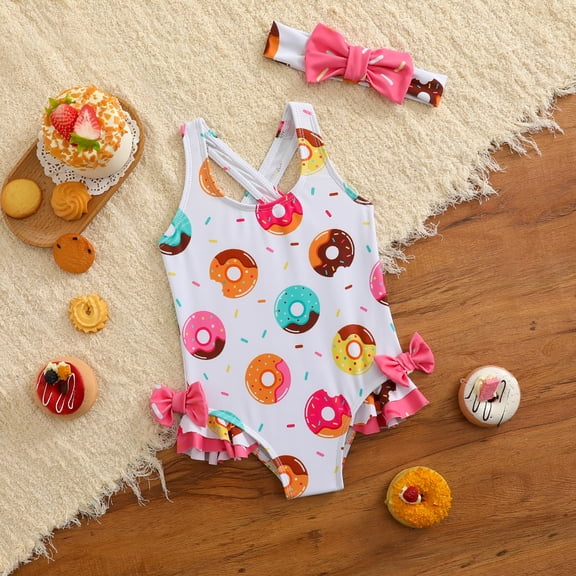 SHenli Girls One Piece Swimsuit Size 7-8 Bow Design Tankini with Shorts Quick Drying Cute Printed Bathing Suit for Girls Modest Swimwear Cutout Adjustable Straps