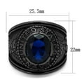 thumbnail image 2 of TK414707J - IP Black(Ion Plating) Stainless Steel Ring with Synthetic Synthetic Glass in Sapphire Size 13, 2 of 7