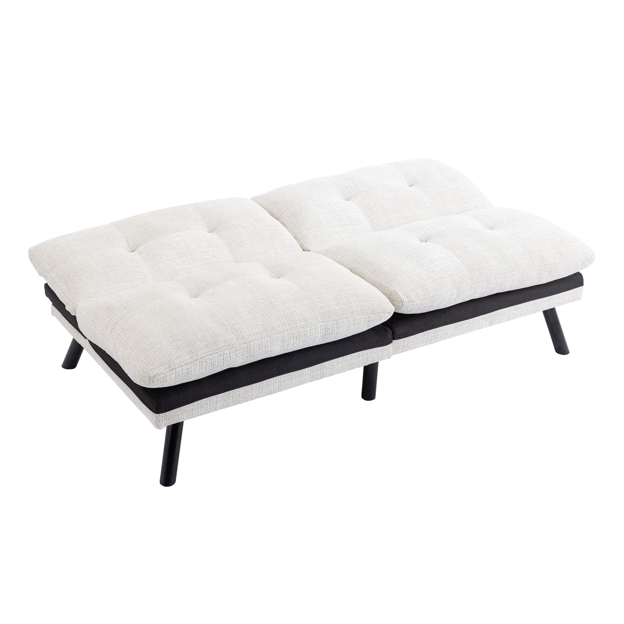 YYAo Convertible Futon Sleeper Sofa, Breathable Adjustable Lounge Couch with Metal Legs for Compact Living Space, Apartment, Dorm, Creamy White YYAo Convertible Futon Sleeper Sofa, Breathable Adjustable Lounge Couch with Metal Legs for Compact Living Space, Apartment, Dorm, Creamy White