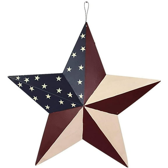 Rustic Metal 3D Barn Americana Stars Patriotic Wall Decoration American Flag Wall Star July 7th Country Americana Star