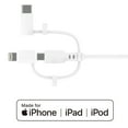 thumbnail image 5 of onn. 3 ft Tri-Tip to Lightning Micro USB Cable, White, 5 of 7