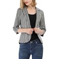 thumbnail image 1 of INSPIRE CHIC Blazer à Rayures pour Femme Manches 3/4 Décontracté Ouvert à l'Avant Revers Cranté Blazer L Gris Foncé, 1 of 8