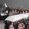 thumbnail image 4 of Christmas Tree Gnomes Queen Size Comforter Set, Winter Snowflake Eucalyptus Leaf Black Bedding for All Seasons, 4 Pcs Bed Set with 1Comforter (90"x92") ,1 Sheet(94"x116"), 2 Pillowcases (19"x29"), 4 of 7